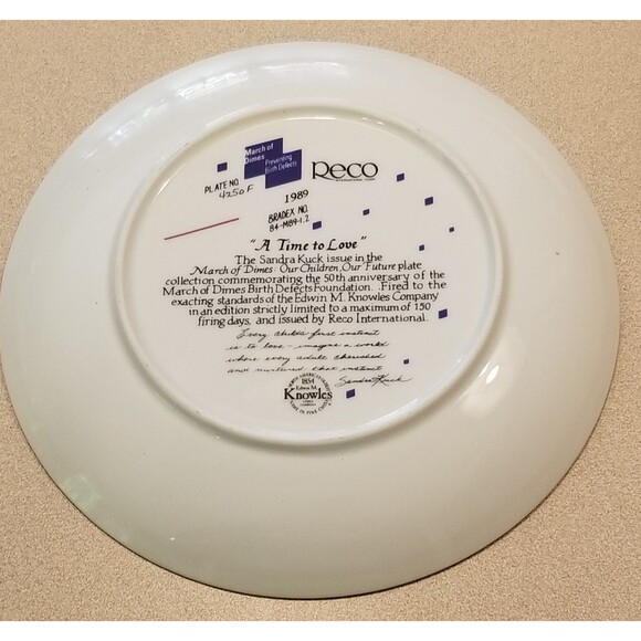 A time to love 8 1/2" plate march of dines Sandra Kuck Reco vintage - Picture 3 of 9